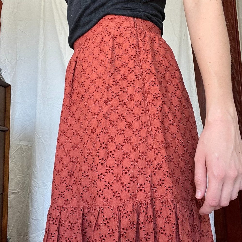 Ulla Johnson eyelet skirt in Burnt Orange - Picture 5 of 5